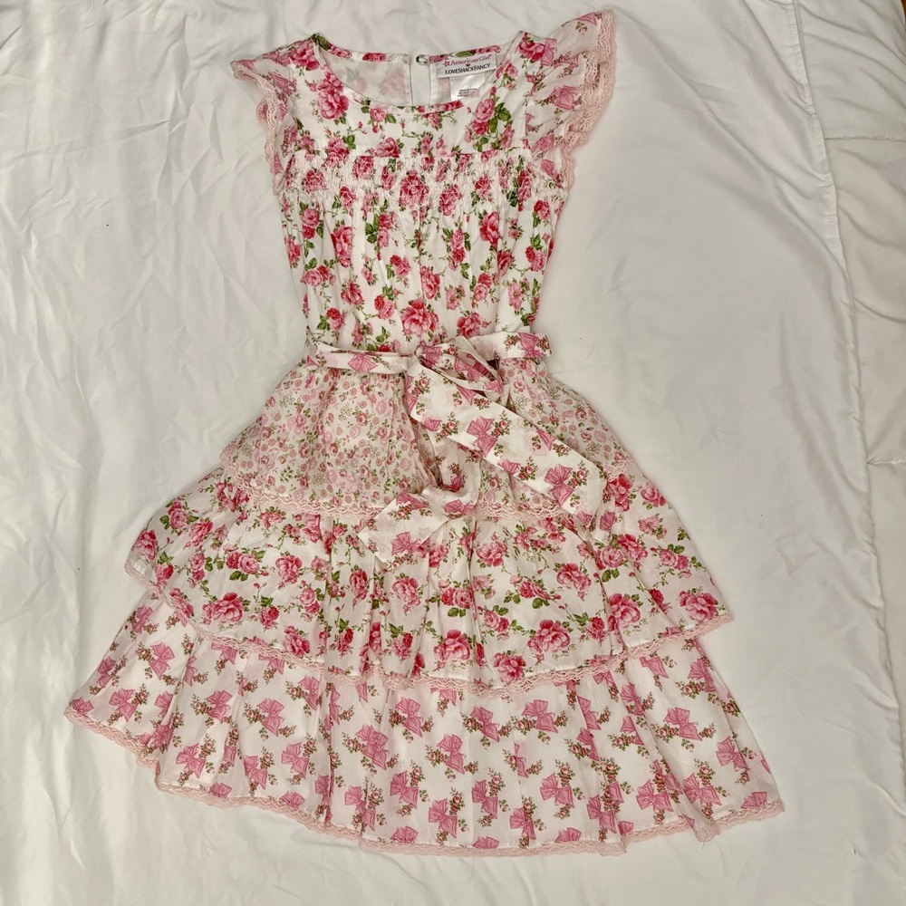 American Girl size 6 Pink Red Flutter Sleeve Sundress